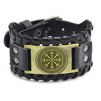 New Retro Wide Leather Nordic Rune of Odi Bracelet Men's Bracelet Celtic Viking Jewelry Bracelet Accessories Party Gifts