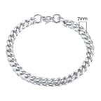 Titanium Steel Basic Curb Chain Bracelet for Men Stainless Steel Cuban Link Chain Wristband Classic Simple Heavy Male