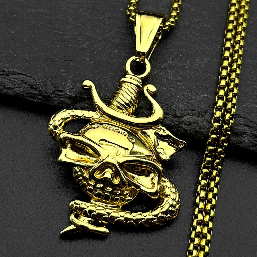 Skull Two-Tone Pendant Dark Snake Punk Party