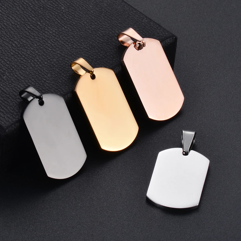 18x30mm Small Military Army ID 4 Colors Stainless Steel Name Blank Dog Tags Pendant Rectangle Necklace Jewelry