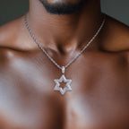 Iced Out Star of David Pendant — 14K Gold