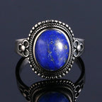 Sterling Silver 925 Vintage Rings Oval 8X10mm Rings Black Onyx Natural Fine Jewelry For Men Women Rhodochrosite Rings