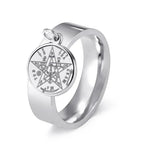 Tetragrammaton Solomon 21 Pentagram Ring Stainless Steel Vintage Kabbalah Witchcraft Wiccan Gift For Men Women
