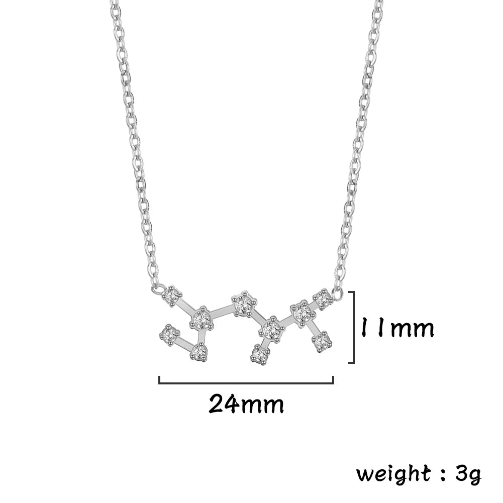 Unift Clear Zircon Zodiac Constellation Women Necklaces Star Sign Pisces Aries Taurus Pendant Fashion Horoscope Amulet Jewelry