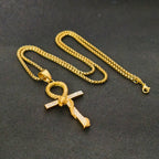 New Egypt Black Big Ankh Cross Pendant Necklace For Women Men Silver Plated Key of Life Stainless Steel Egyptian Jewelry