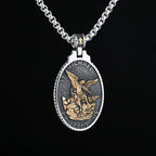 Men's 316L Stainless Steel Patron Saint Of Time Travelers Archangel Michael Gold Pendant Necklace jewelry