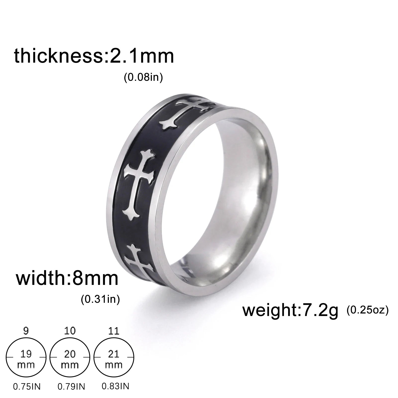 Dreamtimes Vintage Cross Rings for Men and Women Fashion Punk Jewelry Black Anillos Stainless Steel Metal Accessories