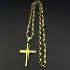 Gold Jesus Cross Pendant Necklace Byzantine — Stainless Steel