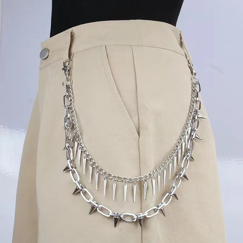 Double Layer Rivet Pants Chain — Exaggerated Punk Jeans Chain