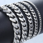 Titanium Steel Basic Curb Chain Bracelet for Men Stainless Steel Cuban Link Chain Wristband Classic Simple Heavy Male