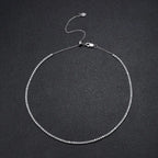 FEOBUR 2mm Moissanite Tennis Necklaces for Women S925 Silver Plated 18K Gold Adjustable Choker Full Diamond Neck Chain