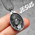 Jesus Heart Cross Pendant — Stainless Steel