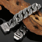 Stainless Steel 17MM Wide Chain Man Bracelet Homme Gold Color Metal Strap Men's Bracelets For Man Products 7.9"