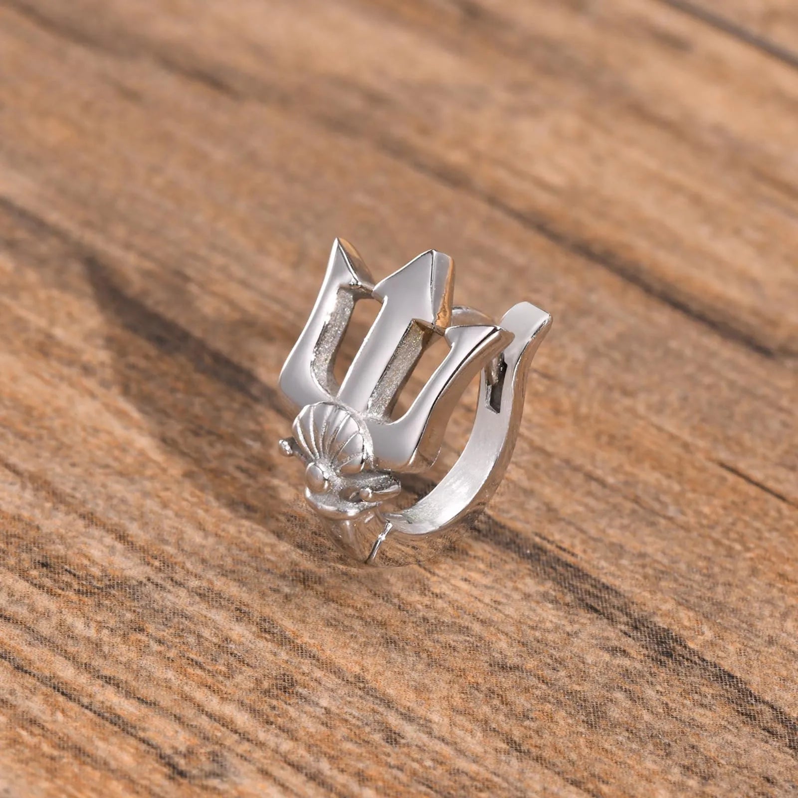 Trident Neptune Hoop Earrings — Stainless Steel