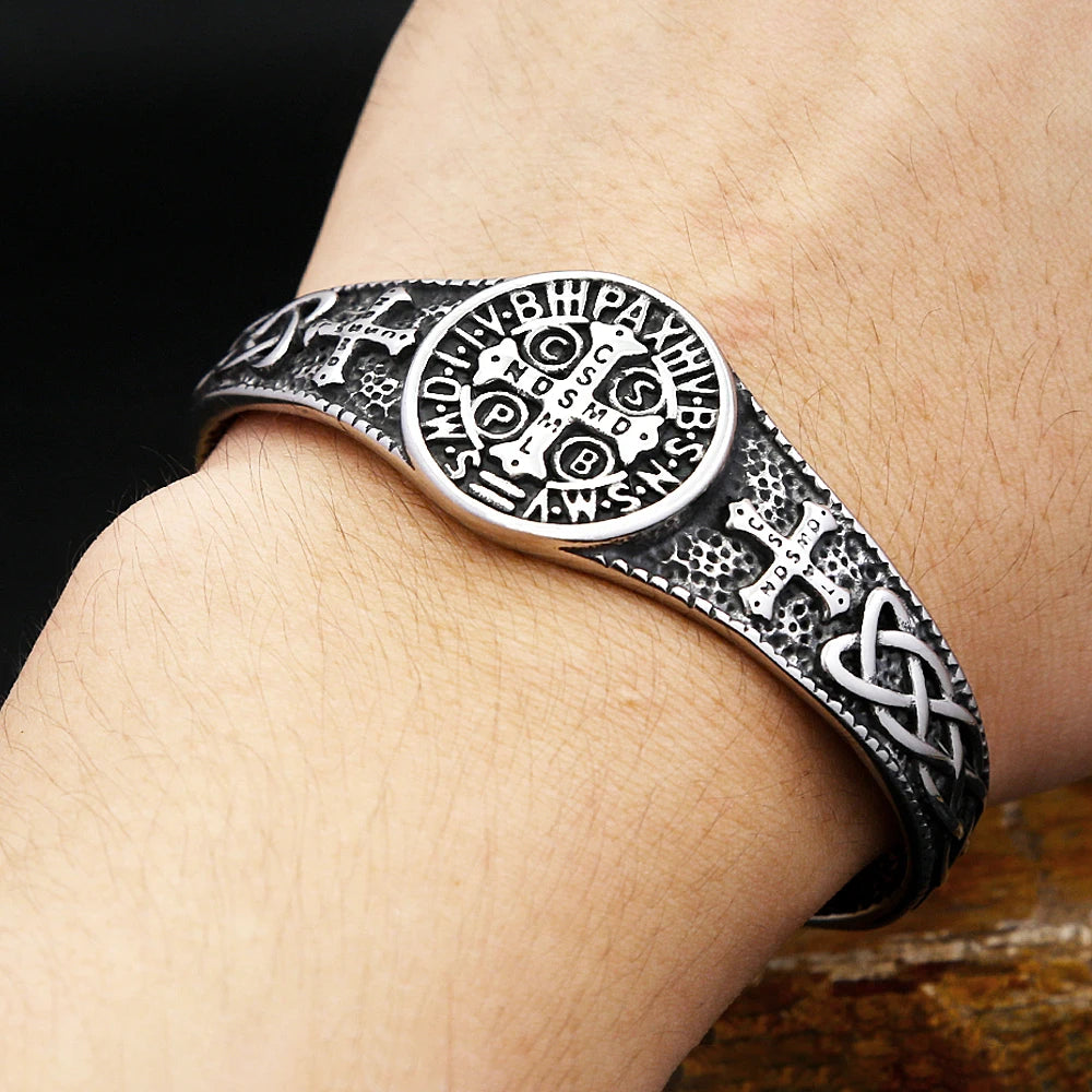 Cross Saint Benedict Steel Bracelet CSPB Bangles