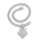 Hip Hop Iced Out Crown Pendant Necklace With 13mm Rhinestone Cuban Chain Bling Necklaces Men Women Fashion Charm