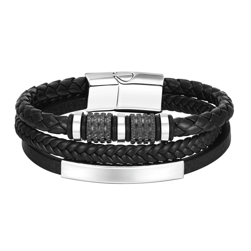 Viking Multi Layer Braided Leather Bracelet