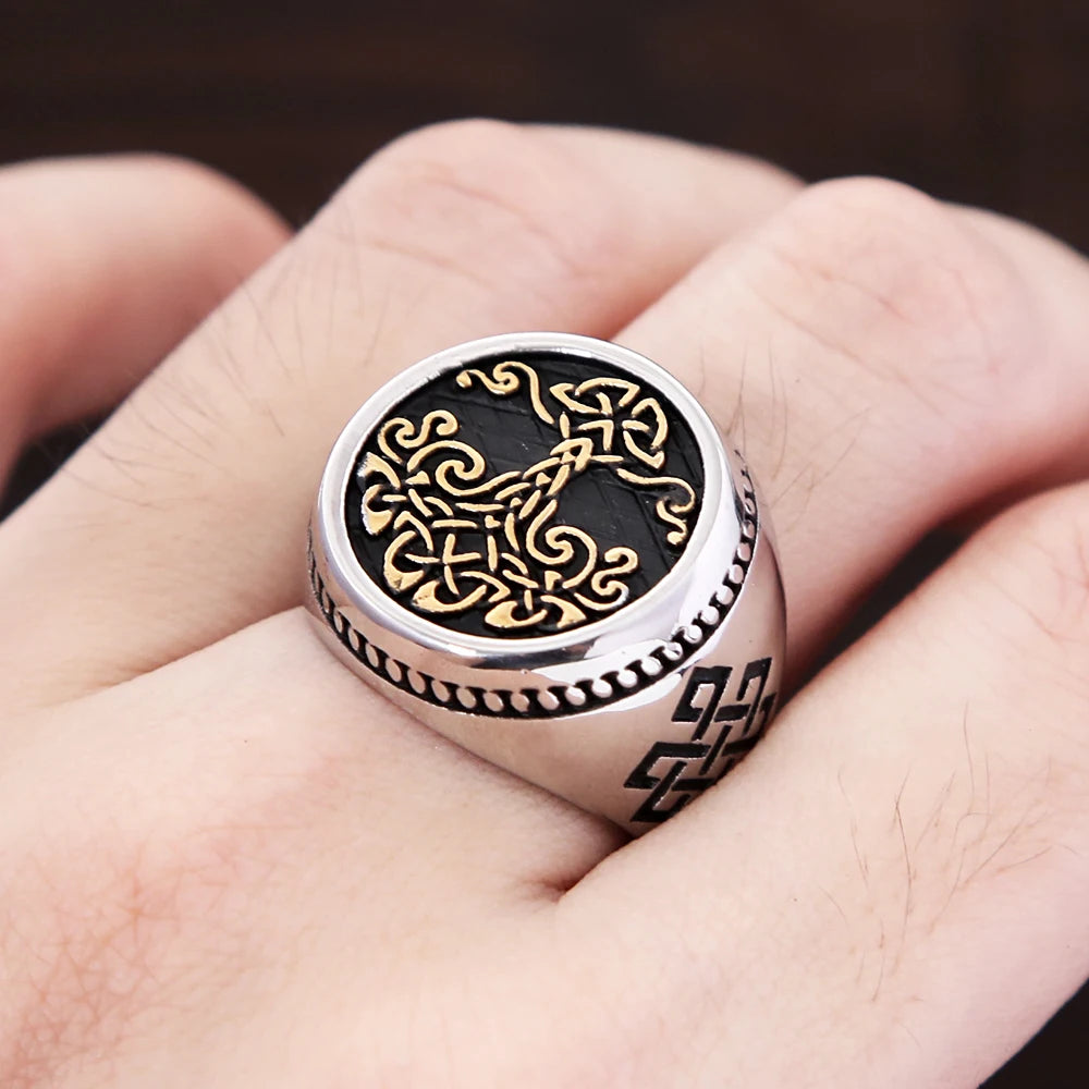 Tree Of Life Steel Ring Vintage Nordic Viking