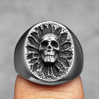 Skull Sunflower Ring Stainless Steel Gothic