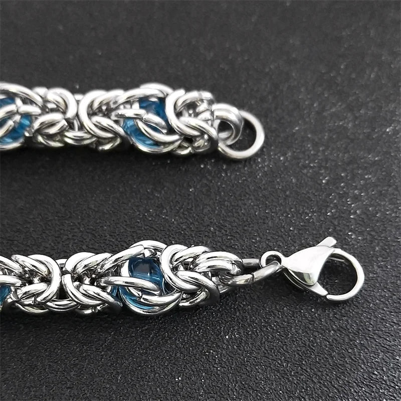 Trendy Byzantine Link Chain for Men Boys Stainless Steel Silver Color Think Necklace Biker Male Party Gift Jewelry