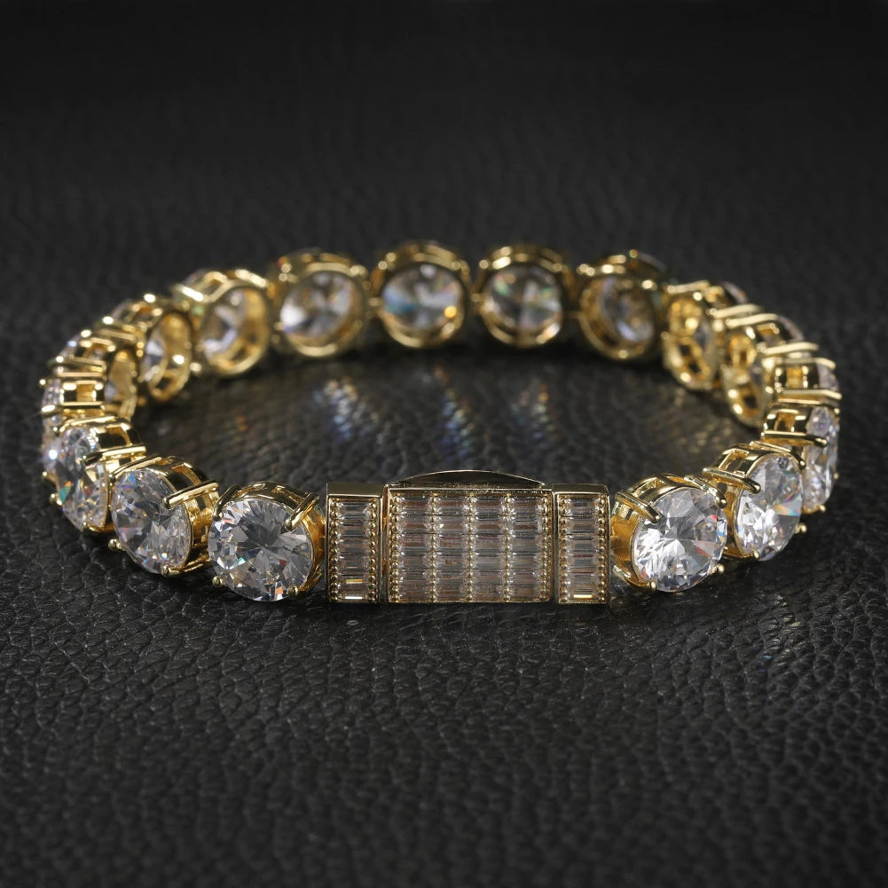 UWIN 10mm Tennis Chain Bracelet Zirconia Iced Out Cubic Baguette Bail Zirconia Fashion Luxury Hiphop Jewelry