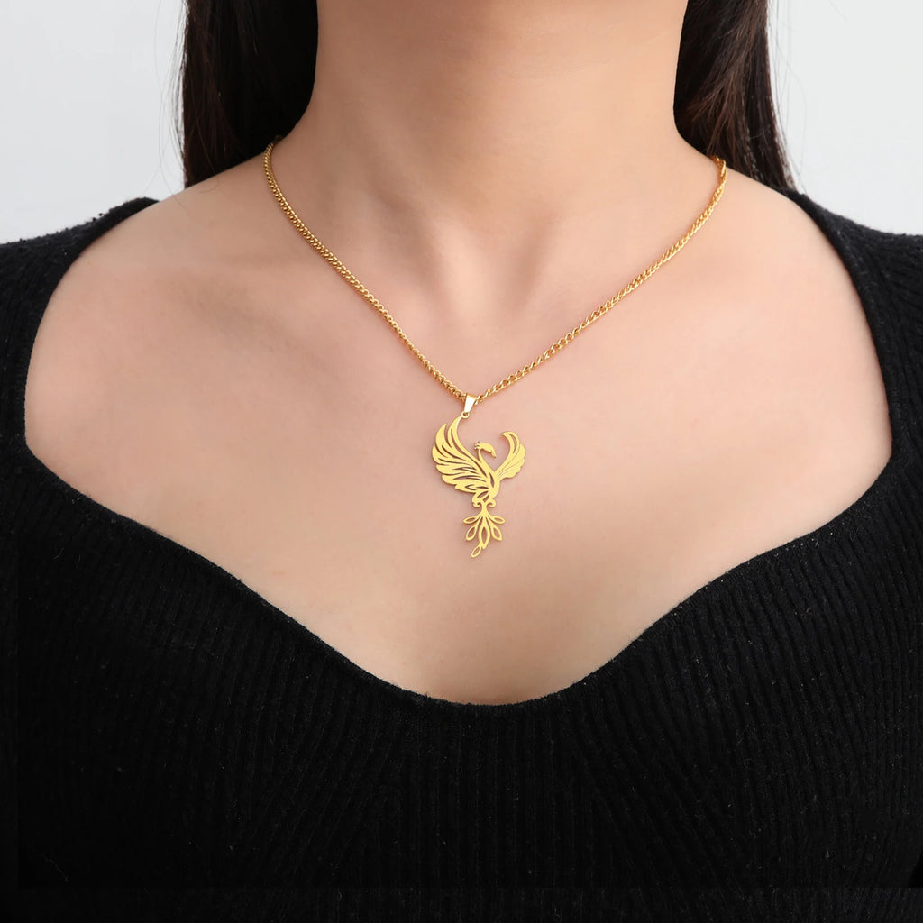 Winged Bird Totem Pendant Necklace — Stainless Steel