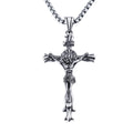 New Vintage Jesus Cross Pendant Necklace For Men Stainless Steel Punk Cross Religious Necklaces Fashion Amulet Jewelry