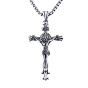 Stainless Steel Vintage Jesus Cross Pendant Necklace