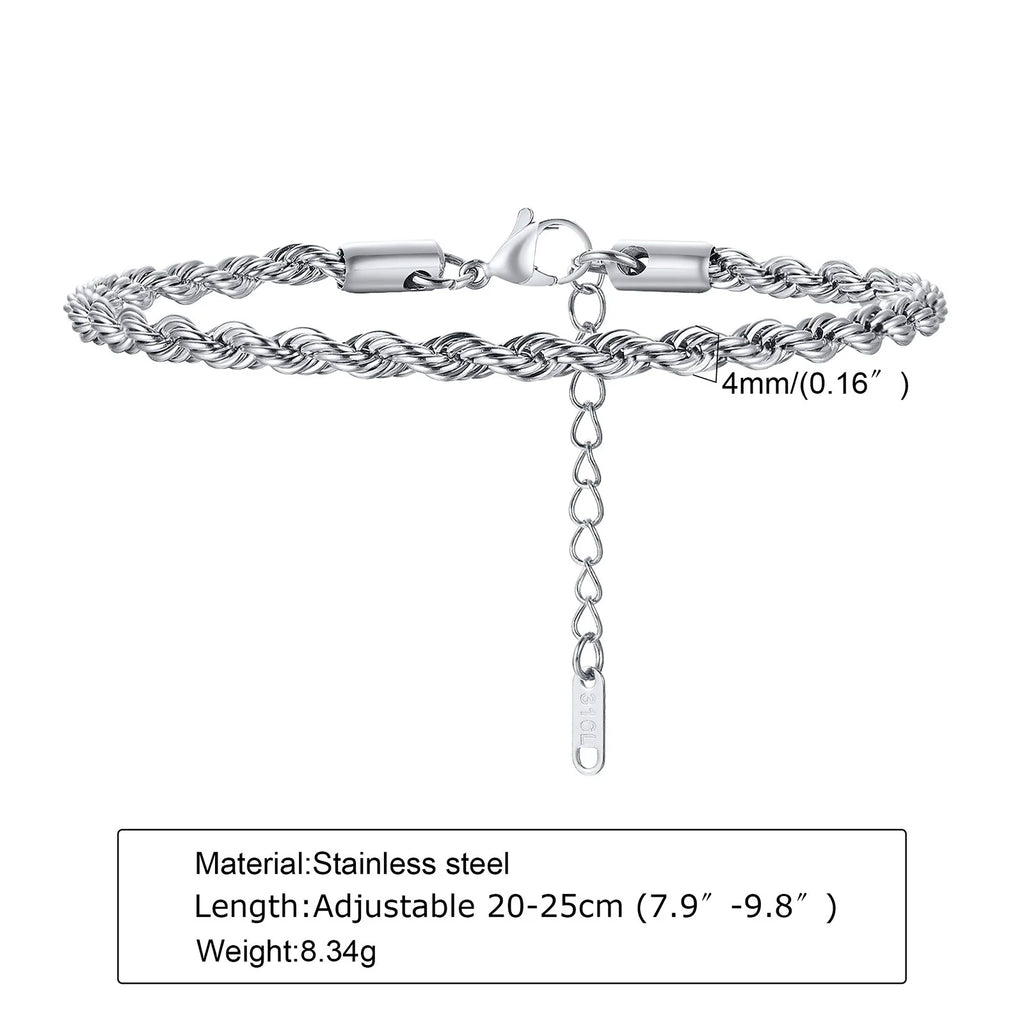 Gold Rope Chain Bracelet 5mm — Stainless Steel