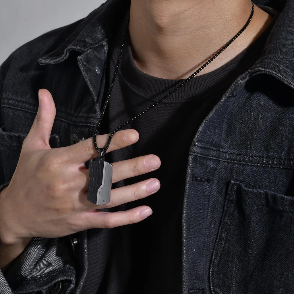 Dog Tag Pendant Necklace — Stainless Steel