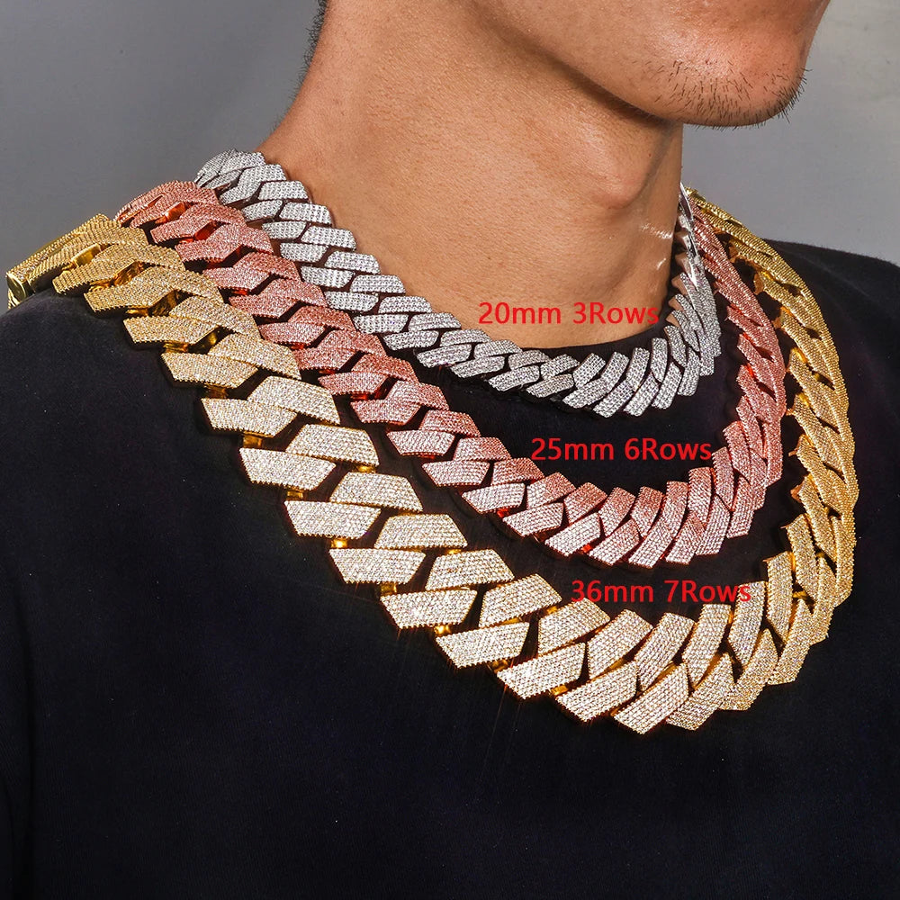 Gold Cuban Chain Necklace Iced Out 20/26/36MM
