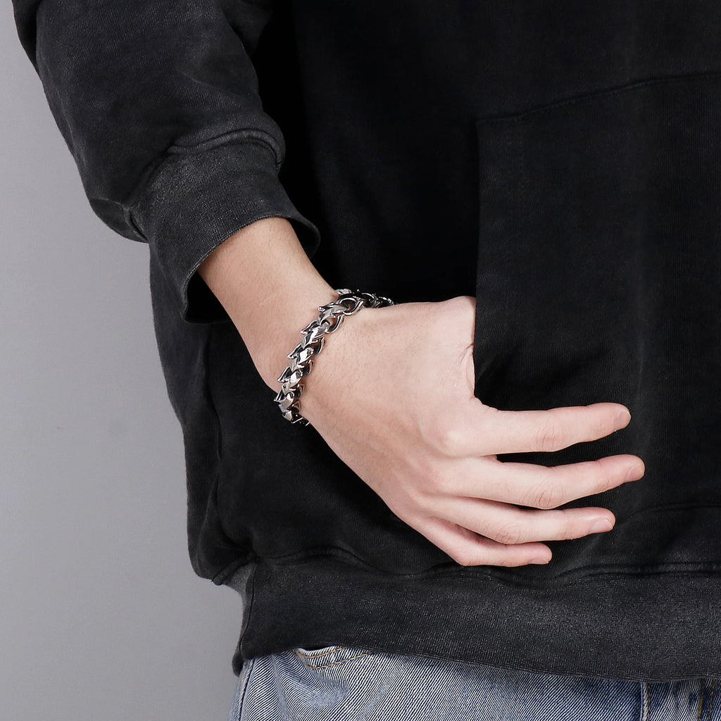 Polished Chunky Link Chain Bracelet — Stainless Steel