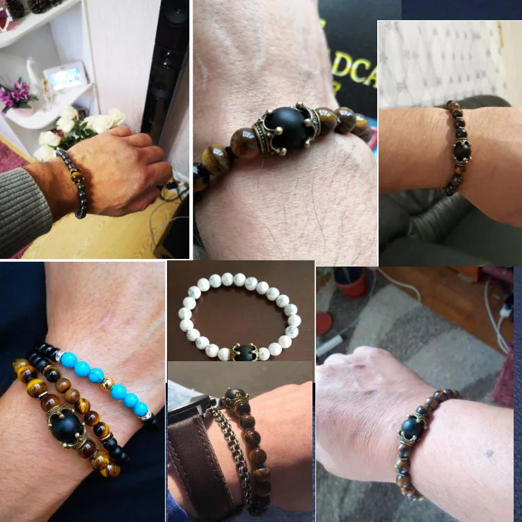 Rope Steel Bracelet Tiger Eye Natural Stone