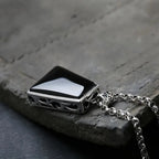 Geometric Retro Pendant Necklace — Two-Tone Chain, 45cm