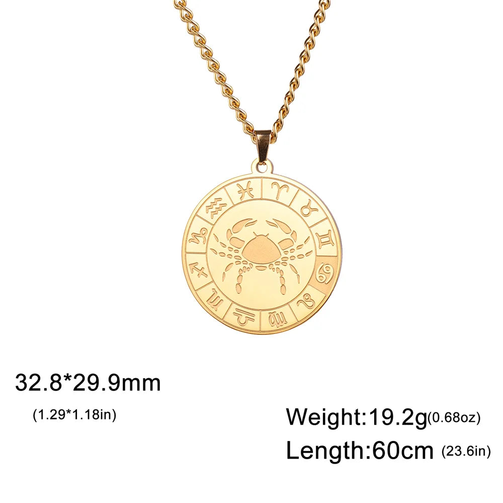 My Shape 12 Constellation Necklace Gothic Zodiac Pendant Chain Women Men Leo Aries Virgo Capricorn Birthday Jewelry Wholesale