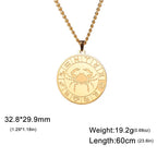 My Shape 12 Constellation Necklace Gothic Zodiac Pendant Chain Women Men Leo Aries Virgo Capricorn Birthday Jewelry Wholesale