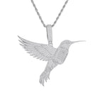 Iced Out Hummingbird Rope Chain Pendant Necklace