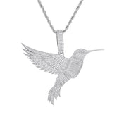 Iced Out Hummingbird Rope Chain Pendant Necklace