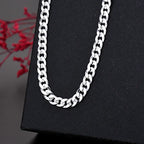 Fine 925 Sterling Silver Charm 7MM Chain Necklace for Women Man Luxury Fashion Party Wedding Accessories Jewelry Christmas Gifts
