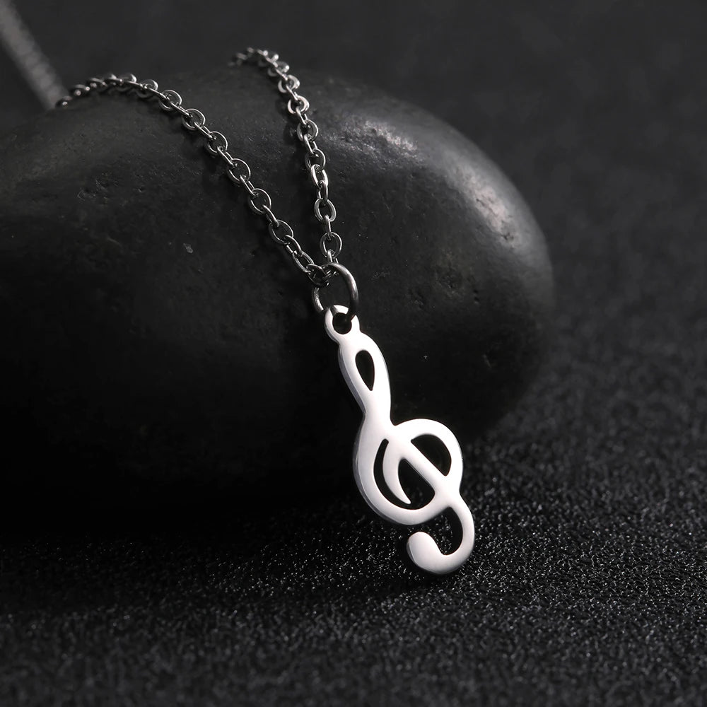 Music Necklace Treble Clef Note Chain Musical Symbol Staff Notation Gift For Woman Men Stainless Steel Pendant Jewelry
