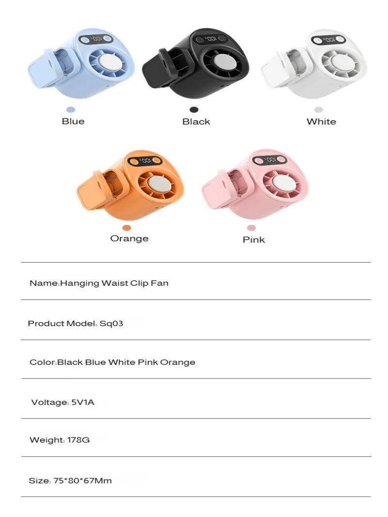 Semiconductor Cooling Clip on Fan Intelligent Digital Display 100 Adjustable Speeds Portable USB Desk Fan for Home