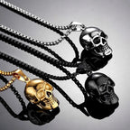Silver Skull Pendant Necklace Stainless Steel Simple