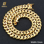Gold Cuban Chain Necklace 10MM Smooth 18K
