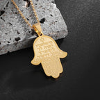 Hamsa Hands of Fatima Hebrew Pendant Stainless Steel Jerusalem Star of David Necklace Women's Jewish Jewelry