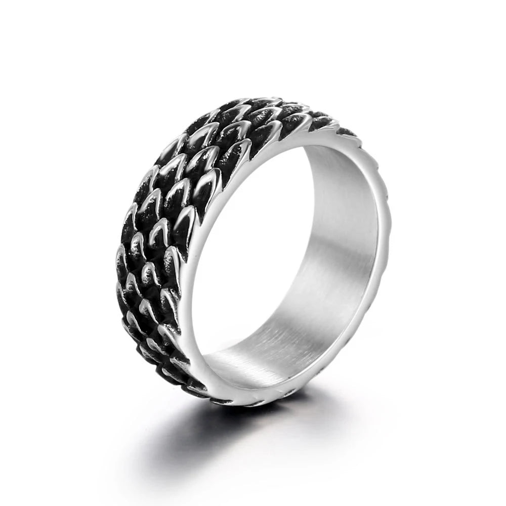 Fashion Punk Stainless Steel Fire Dragon Rings For Men Women Hip Hop Biker Vintage Vikings Animal Ring Amulet Jewelry