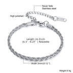 Gold Rope Chain Bracelet 5mm — Stainless Steel