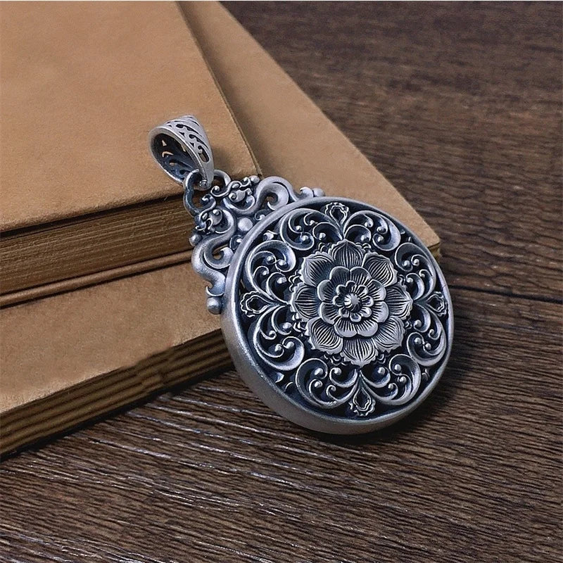 Peony Flower Pendant Necklace