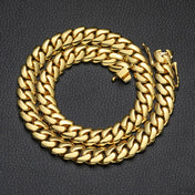 Gold Butterfly Buckle Cuban Chain Necklace 10MM–12MM