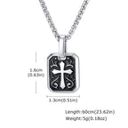 Black Enamel Cross Dog Tag Necklace — Stainless Steel