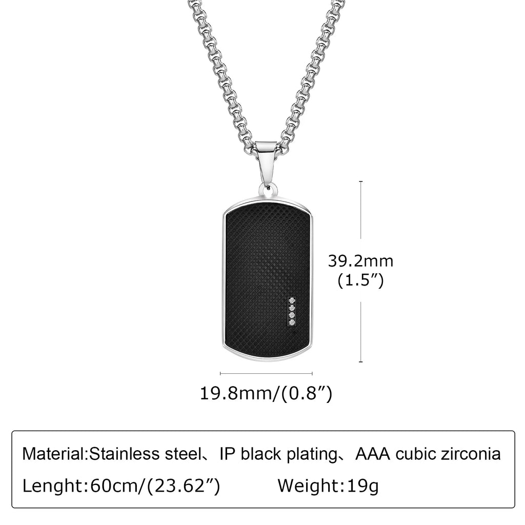 Men's Stylish Dog Tag Pendant Necklace, Stainless Steel Geometric Dog Tag Necklace, Fashion Casual Jewelry Gifts for